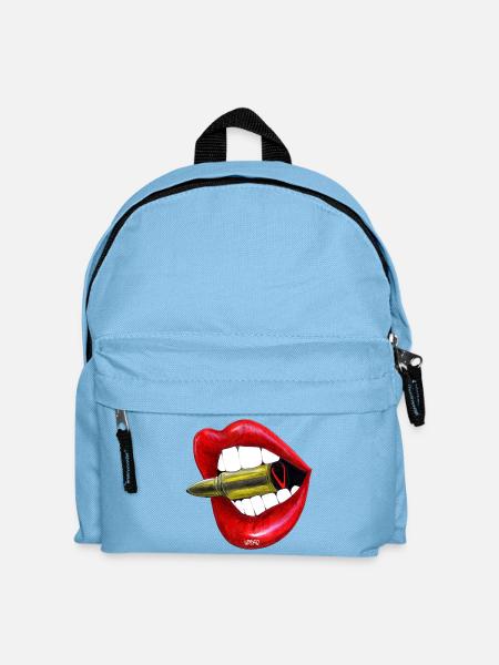Rote Lippen beißen in die saure Apfel - Kinder Rucksack - Hellblau