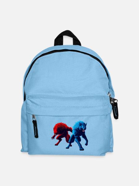 Zweifarbige Wölfe im Angriff - Kinder Rucksack - Hellblau