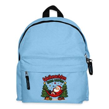 Weihnachten kann warten – Weihnachtsmann - Kinder Rucksack - Hellblau - Vorne