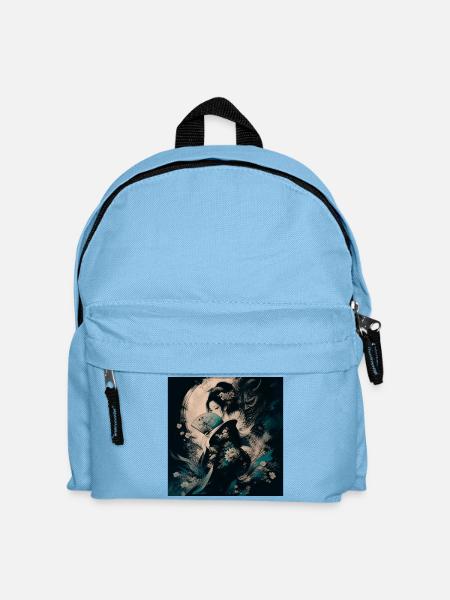 Geisha mit Fächer und Blumen - Kinder Rucksack - Hellblau