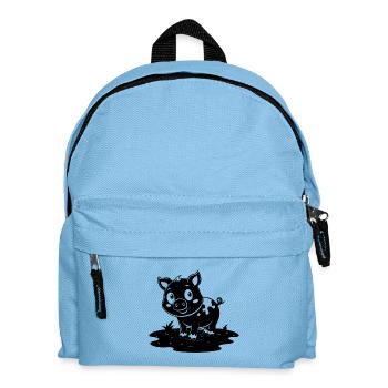 Süßes Schwein im Schlamm - Kinder Rucksack - Hellblau - Vorne
