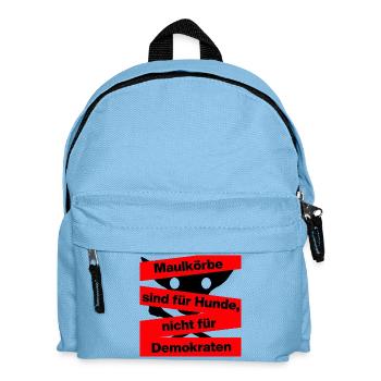 PRO MEINUNGSFREIHEIT, MAULKÖRBE SIND FÜR HUNDE - Kinder Rucksack - Hellblau - Vorne