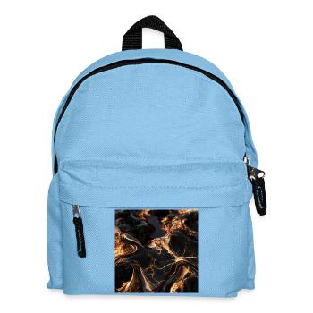 Schwarzer Marmor und flüssiges Gold - Kinder Rucksack - Hellblau - Vorne