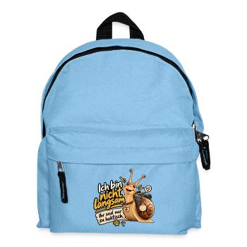 Paco die Pilgerschnecke – Ich bin nicht langsam - Kinder Rucksack - Hellblau - Vorne