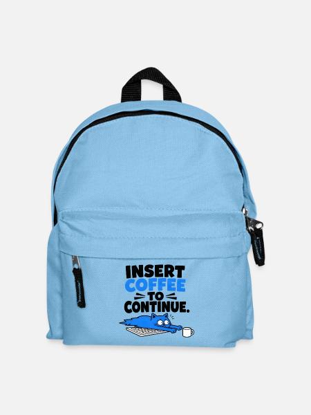 Humor Café Informatique "KAFFEE EINFÜGEN" - Kinder Rucksack - Hellblau