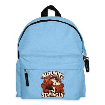 Gemütliche Herbstkatze - Kinder Rucksack - Hellblau - Vorne