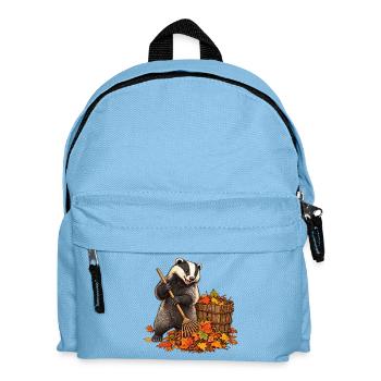 Dachs sammelt Herbstlaub - Kinder Rucksack - Hellblau - Vorne
