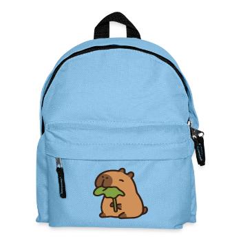 Niedliche Kapybara isst Blatt - Kinder Rucksack - Hellblau - Vorne
