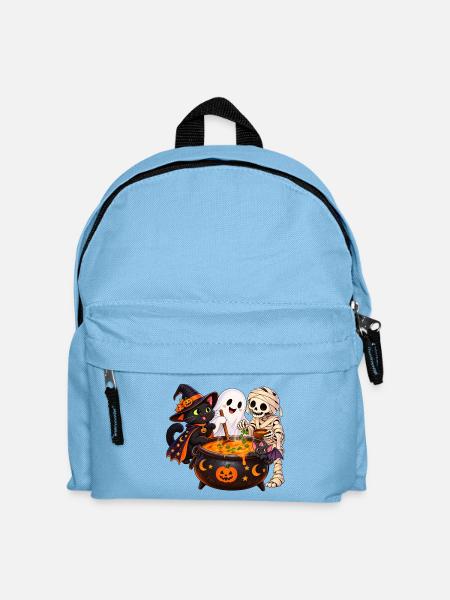 Fröhliche Halloween Runde - Spaß am Hexenkessel - Kinder Rucksack - Hellblau