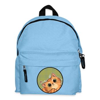 Neugieriges Kätzchen auf Karo - Kinder Rucksack - Hellblau - Vorne
