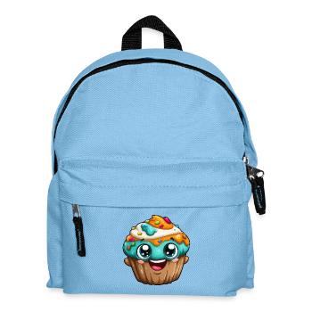 Kawaii Cupcake Cartoon Gesichter - Kinder Rucksack - Hellblau - Vorne