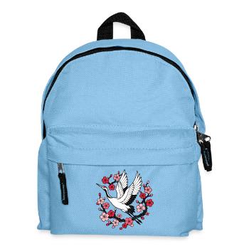 Kranich Kirschblüten Japan Natur Vektor Shirt - Kinder Rucksack - Hellblau - Vorne