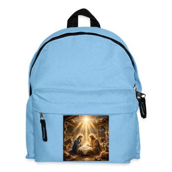 Jesus, katholisch, Krippe, Beten zu Jesus, Christ - Kinder Rucksack - Hellblau - Vorne