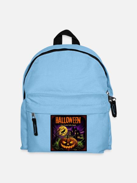 Halloween Comic Kürbisnacht Spukhaus Kürbis Rabe - Kinder Rucksack - Hellblau