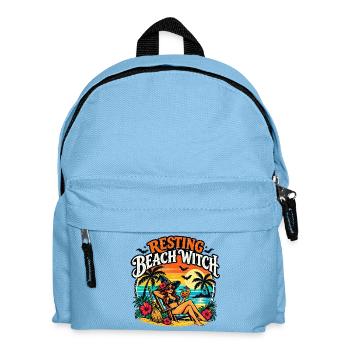 Resting Beach Witch Tropisches lustiges Halloween - Kinder Rucksack - Hellblau - Vorne