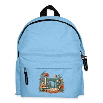Nähmaschine mit Blumen - Vintage Nähen - Kinder Rucksack - Hellblau - Vorne