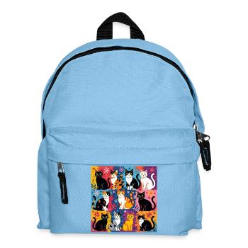 Katzenkunst "Bunt und Floral" - Kinder Rucksack - Hellblau - Vorne