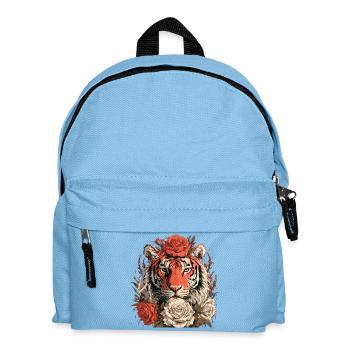 Tiger mit Blumenkrone - Kinder Rucksack - Hellblau - Vorne