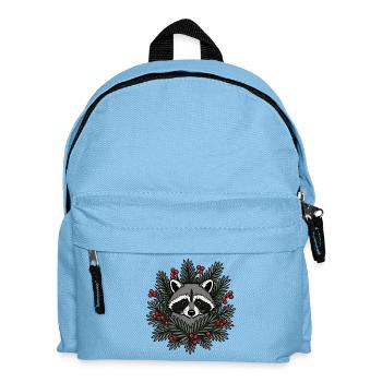 Waschbär Tannenzweige Beeren Wald Vektor Shirt - Kinder Rucksack - Hellblau - Vorne
