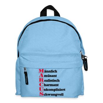 Marcus Vorname,Namensschild,Name,Fun Shirt (25) - Kinder Rucksack - Hellblau - Vorne