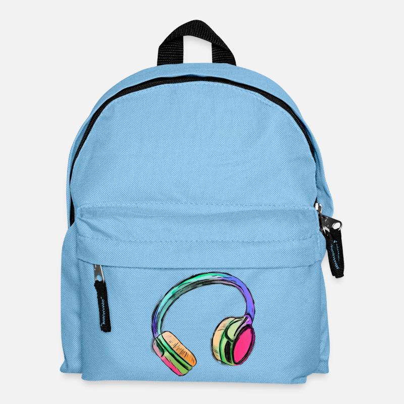 Kopfhörer - bunte Kunst - farbenfroh - Kinder Rucksack - Hellblau