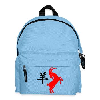 Chinesische Schrift mit roter Ziege - Kinder Rucksack - Hellblau - Vorne