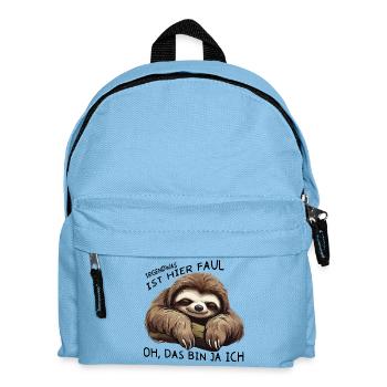 Irgendwas ist hier Faul Faultier Sprüche - Kinder Rucksack - Hellblau - Vorne