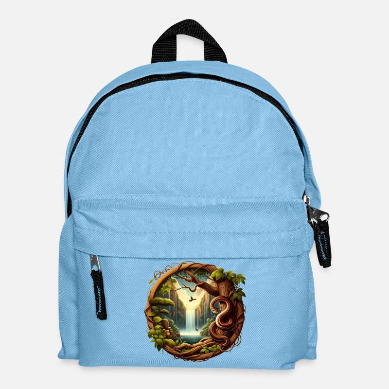 Schlange vor Wasserfall 1 - Kinder Rucksack - Hellblau