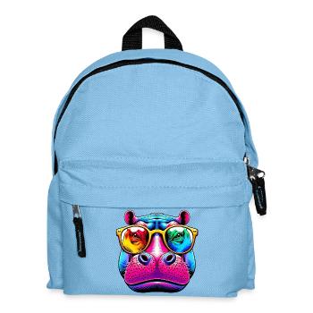 Hippopotame avec lunettes de soleil - Sac à dos Enfant - bleu clair - Devant
