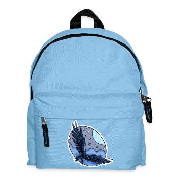 Rabe im Flug vor Nachthimmel - Kinder Rucksack - Hellblau - Vorne