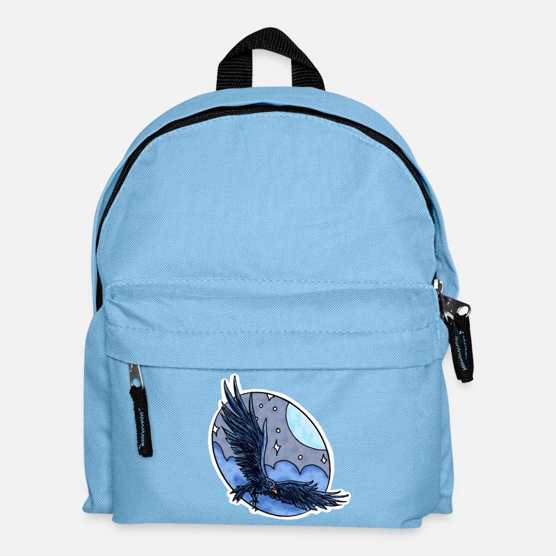 Rabe im Flug vor Nachthimmel - Kinder Rucksack - Hellblau