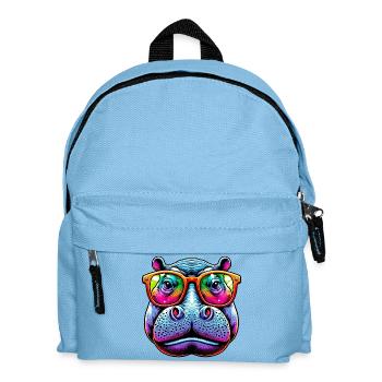 Nilpferd mit Sonnenbrille - Kinder Rucksack - Hellblau - Vorne