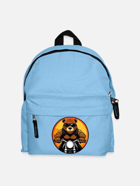 Bären Motorrad - Kinder Rucksack - Hellblau