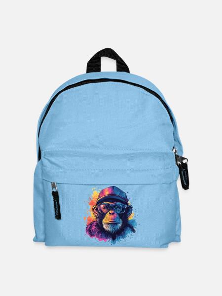 Watercolor Hipster Monkey - Kids' Backpack - light blue