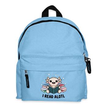 Ich lese Alotl - Süßer Axolotl Bücherwurm - Kinder Rucksack - Hellblau - Vorne