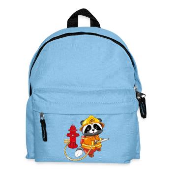 Cute raccoon firefighter with a hydrant - Kids' Backpack - light blue - Front