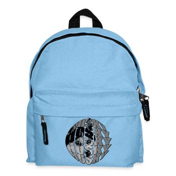Wolfgesicht in Globus-Design - Kinder Rucksack - Hellblau - Vorne