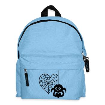 Flauschige_Spinne_und_Herzspinnennetz mit Herz - Kinder Rucksack - Hellblau - Vorne
