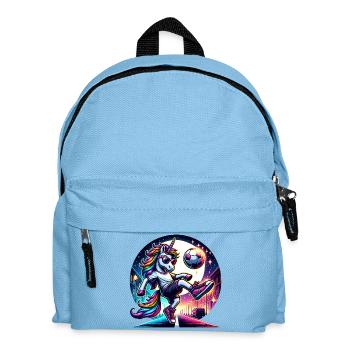 Einhorn Fußball Zauber Unter Dem Mondlicht - Kinder Rucksack - Hellblau - Vorne