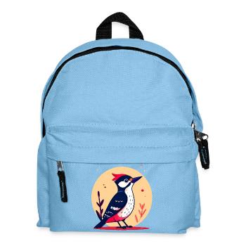 Great spotted woodpecker with a red crest - Kids' Backpack - light blue - Front