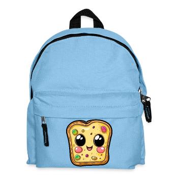 Kawaii Pizzastück Gesicht - Kinder Rucksack - Hellblau - Vorne