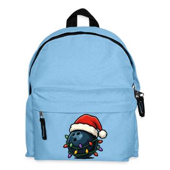 Lustige Bowlingkugel zum Thema Weihnachten - Kinder Rucksack - Hellblau - Vorne