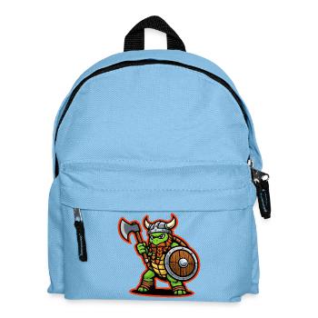 Mascotte du Bouclier de la Hache du Guerrier Tortue Viking - Sac à dos Enfant - bleu clair - Devant
