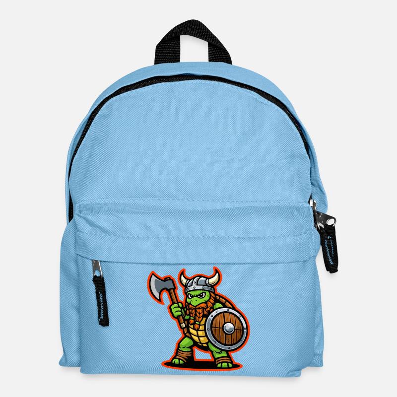 Viking Turtle Warrior Axe Shield Mascot - Kids' Backpack - light blue