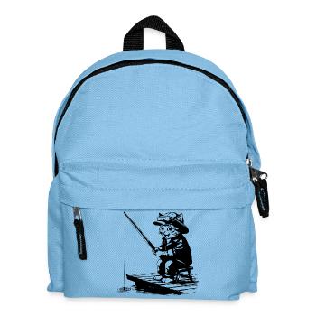 Funny Fishing Cat - Hobby Fishing Design - Kids' Backpack - light blue - Front