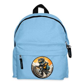 Katzen Bikerin / MTB Kätzchen - Kinder Rucksack - Hellblau - Vorne