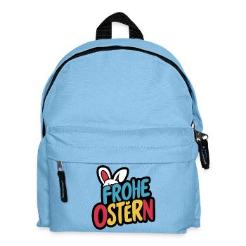 Frohe Ostern Hase - Kinder Rucksack - Hellblau - Vorne