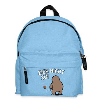 Zieh nicht so! Lustiges Faultier mit Schnecke - Kinder Rucksack - Hellblau - Vorne