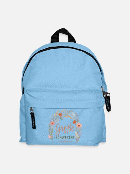 Große Schwester Blumenkranz - Kinder Rucksack - Hellblau