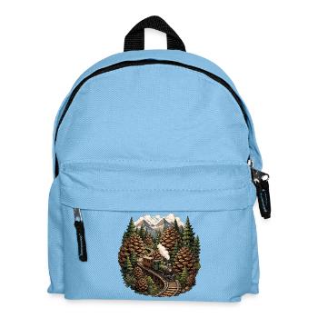 Forest railway steam locomotive in the mountain forest - Kids' Backpack - light blue - Front